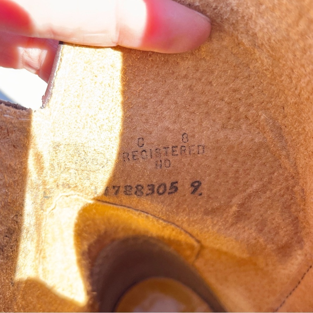 Justin Bent Rail Cowgirl Boots Cognac Tan Leather Mid-Calf Western - Picture 8 of 9